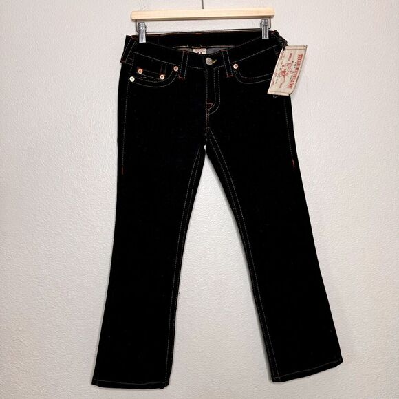True Religion Jeans SZ 29 Low Rise Blue Johnny Kick Flare Stretch DEADSTOCK Y2K - Picture 8 of 11
